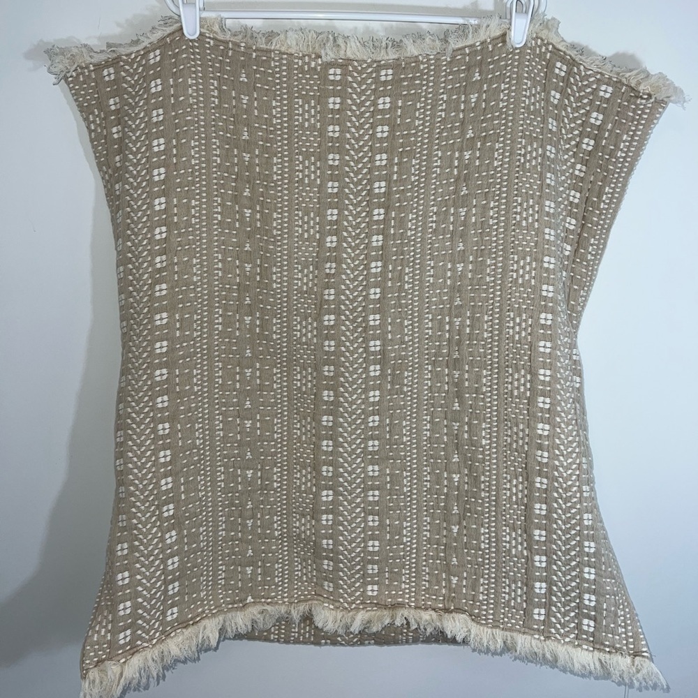 Anthropologie Tan and White Woven pillow case set of 2